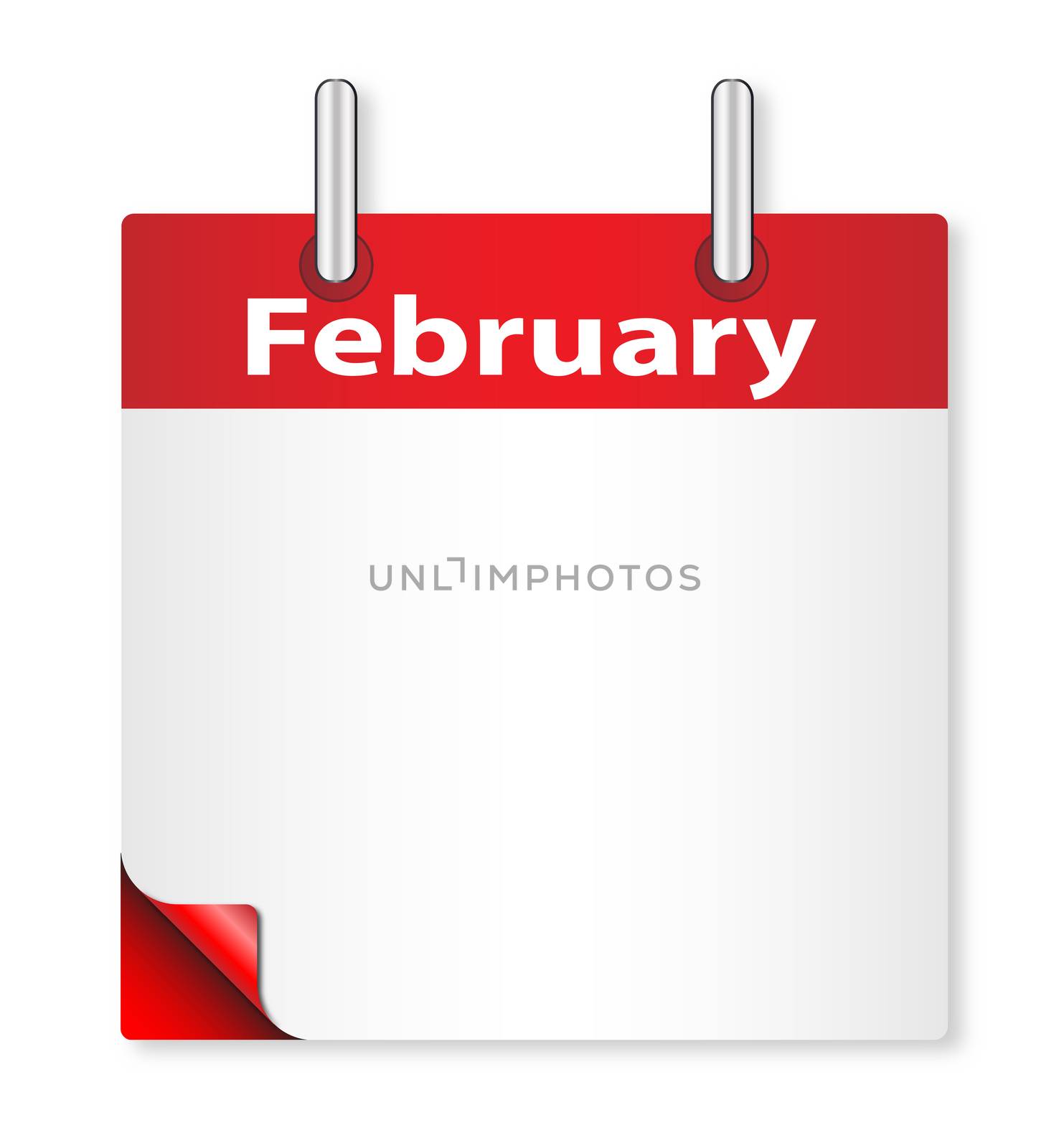 A calender date offering a blank February page over white
