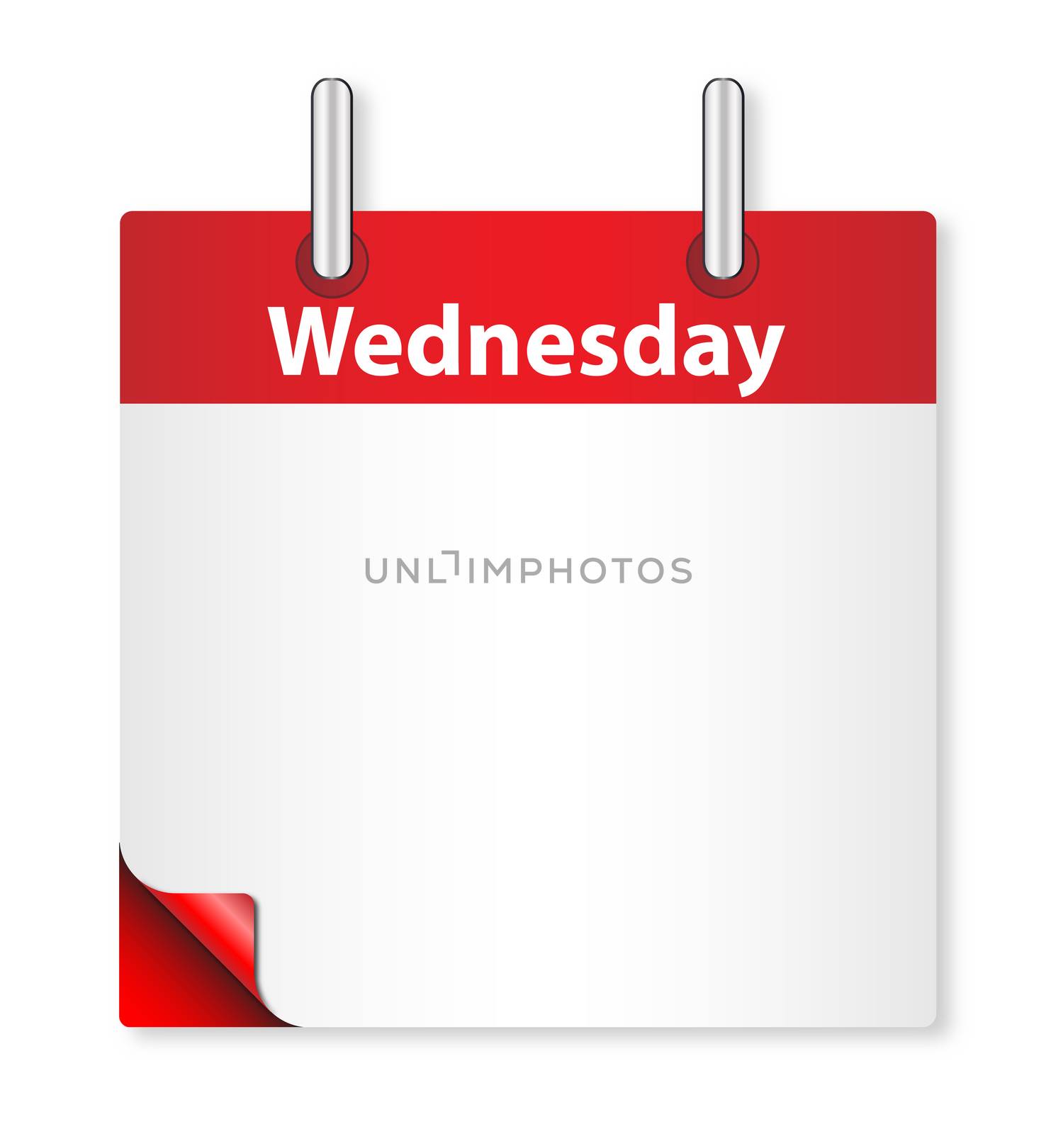 A calender date offering a blank Wednesday page over white