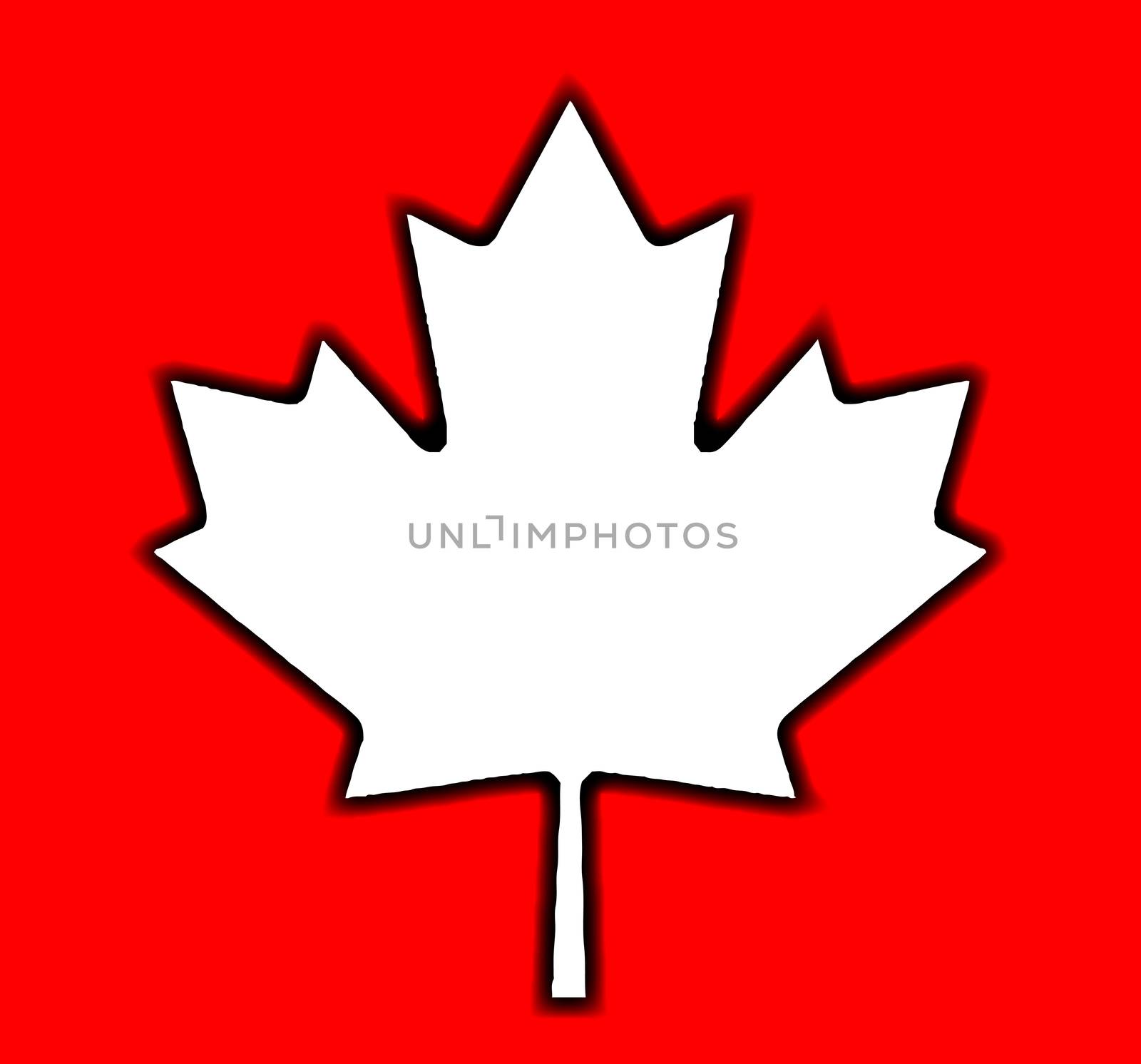The Canadian maple leaf flag design over a red background