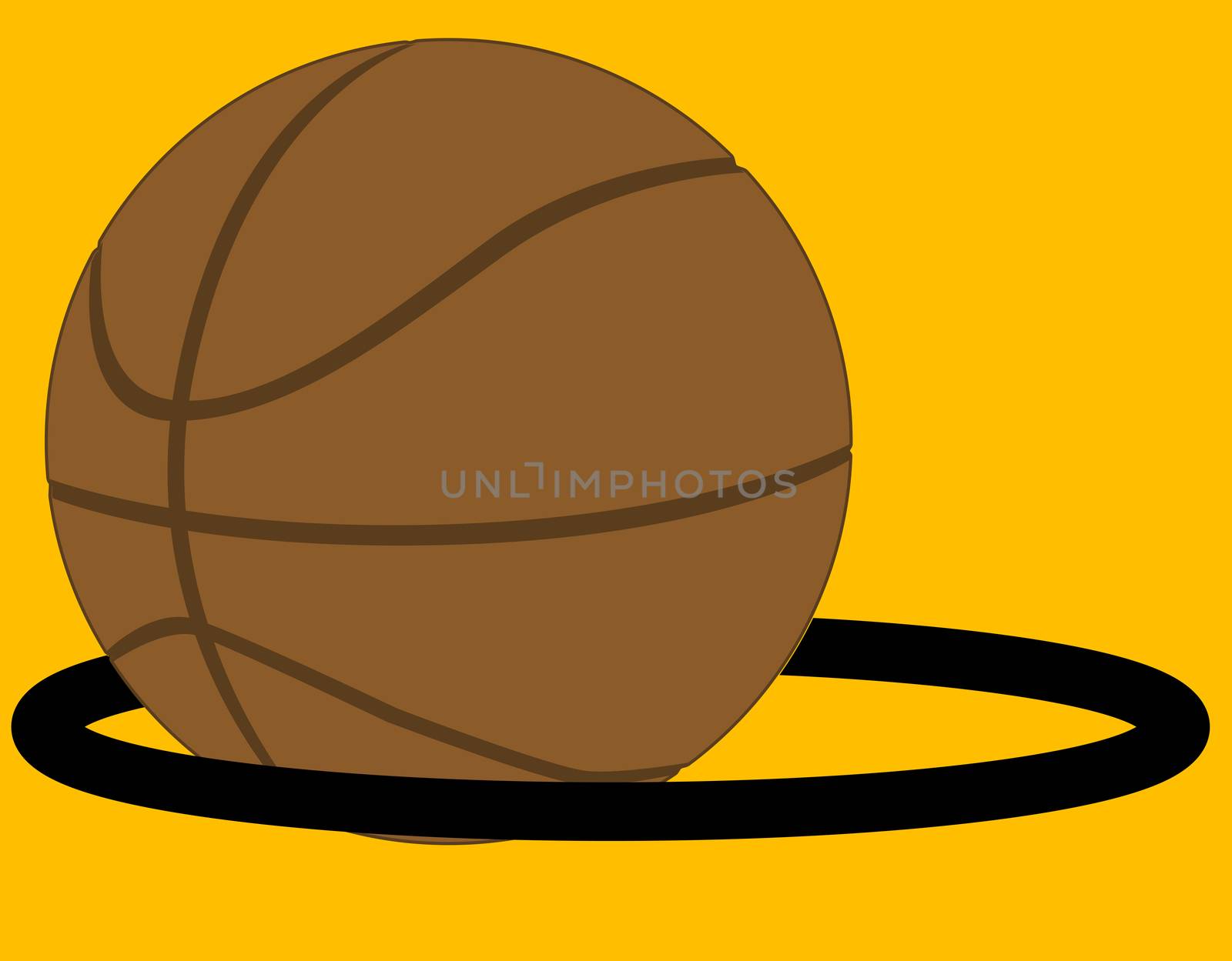 Basketball in isolation going through a hoop