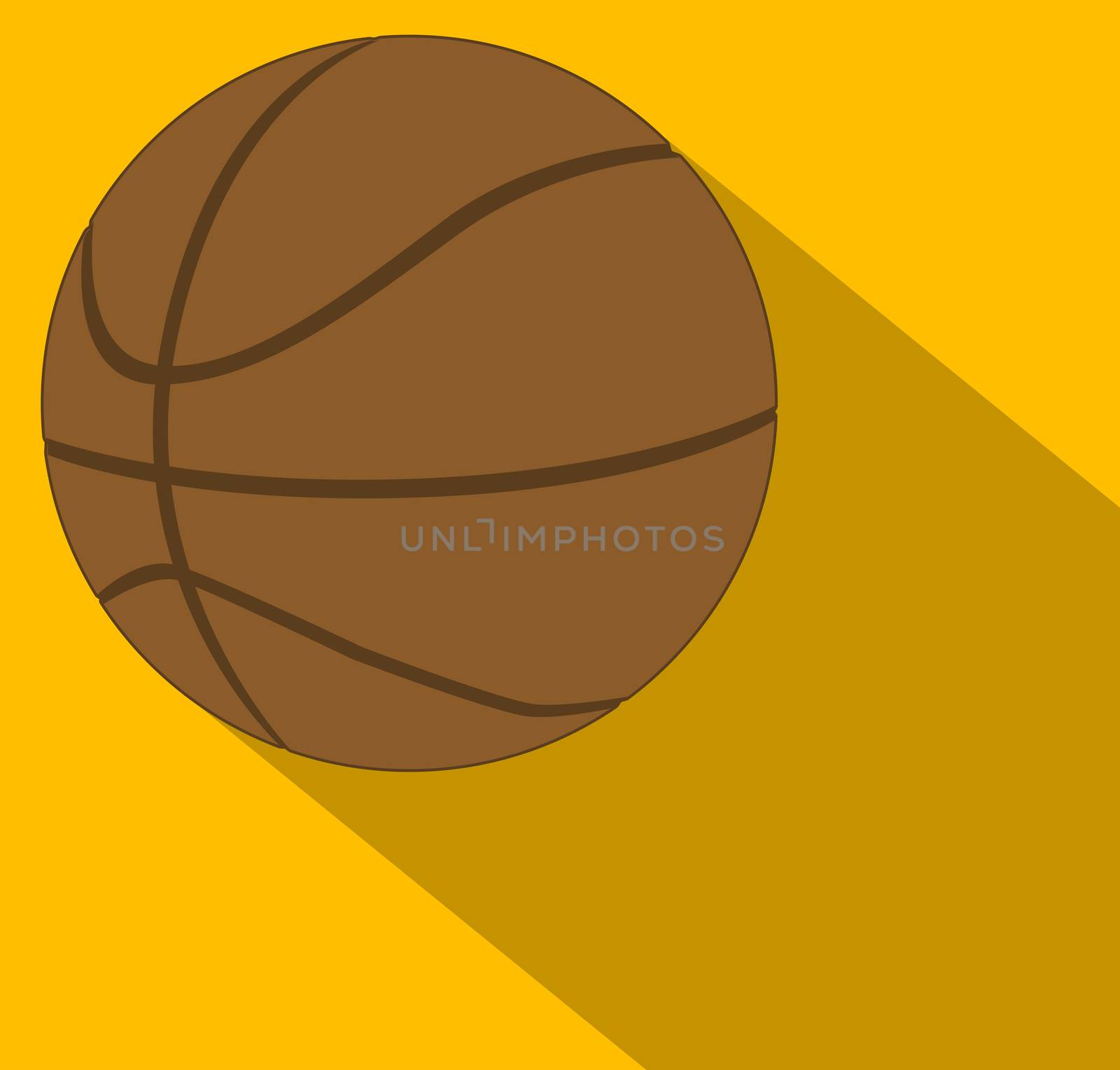 Basketball with shadow over an orange background