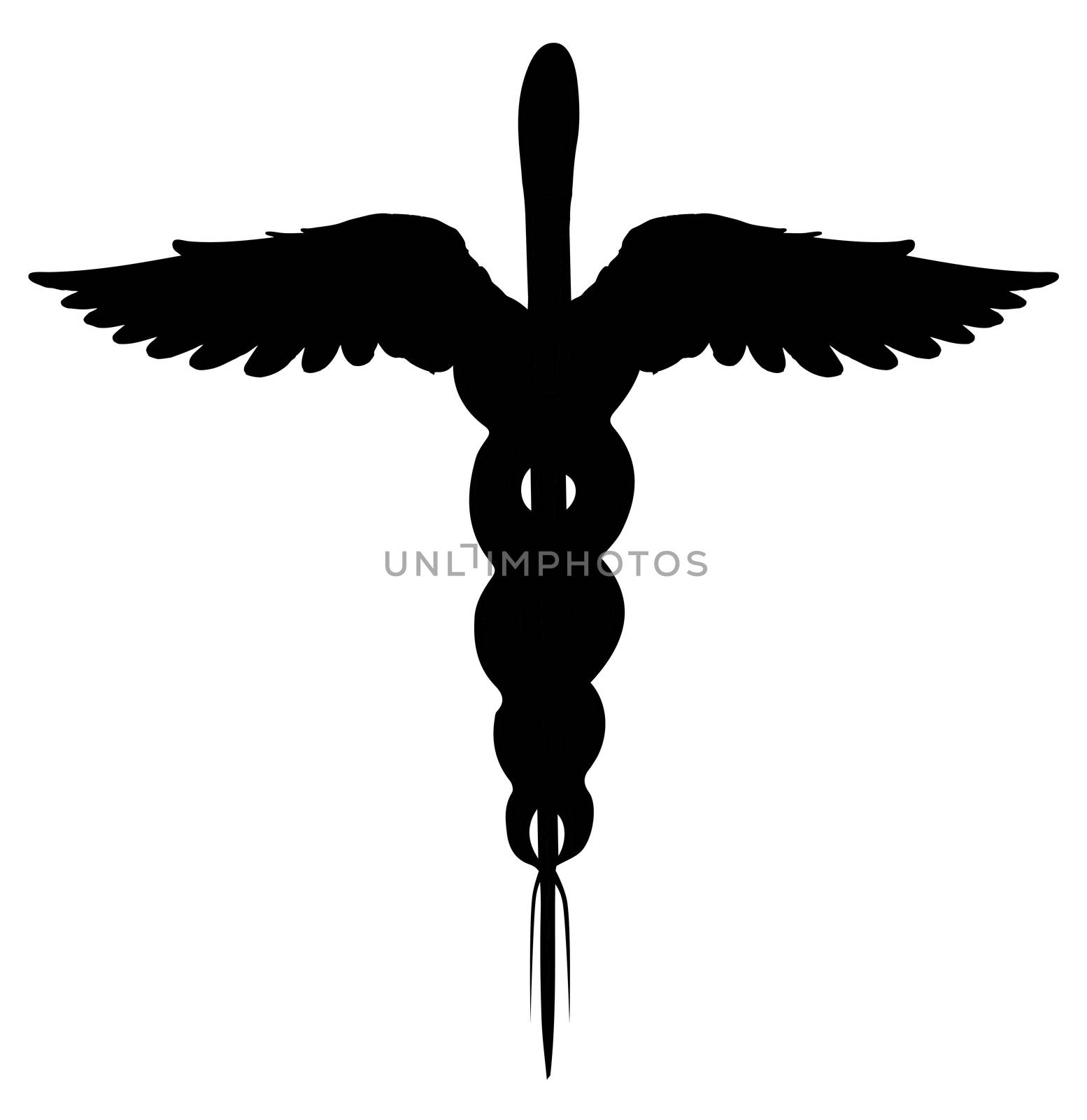 The Caduceus Medical Symbol isolated on a white background