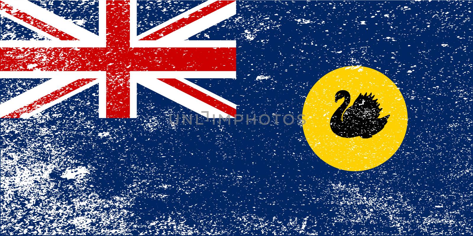 The flag of the state of Western Australia with grunge