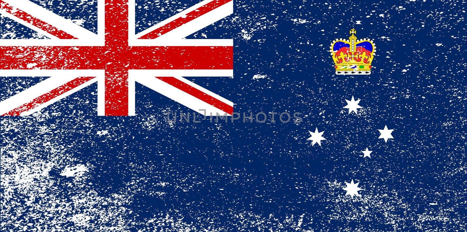 The flag of the Australian state of Victoria with grunge