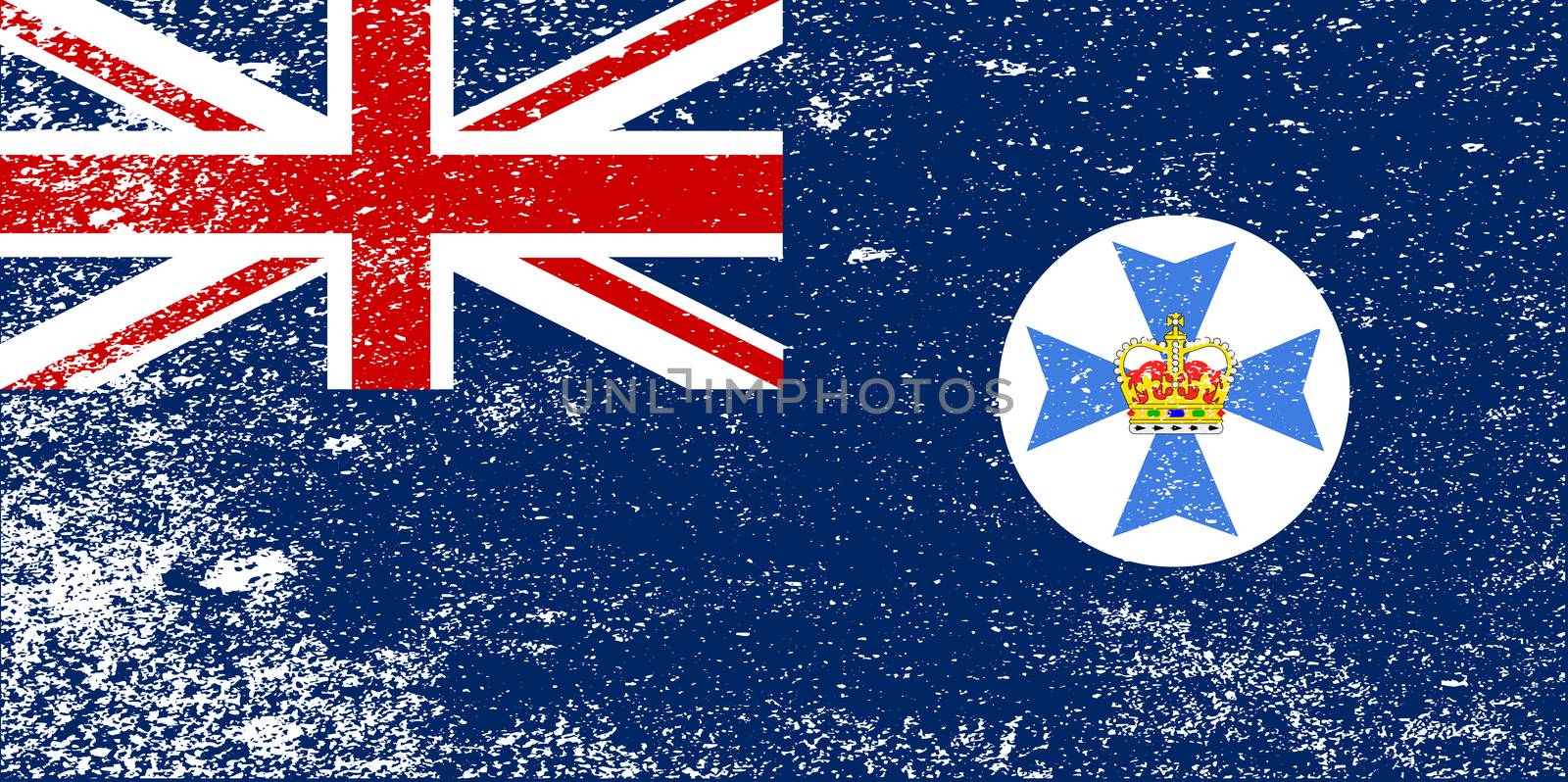 The flag of the Australian state of Queensland with grunge