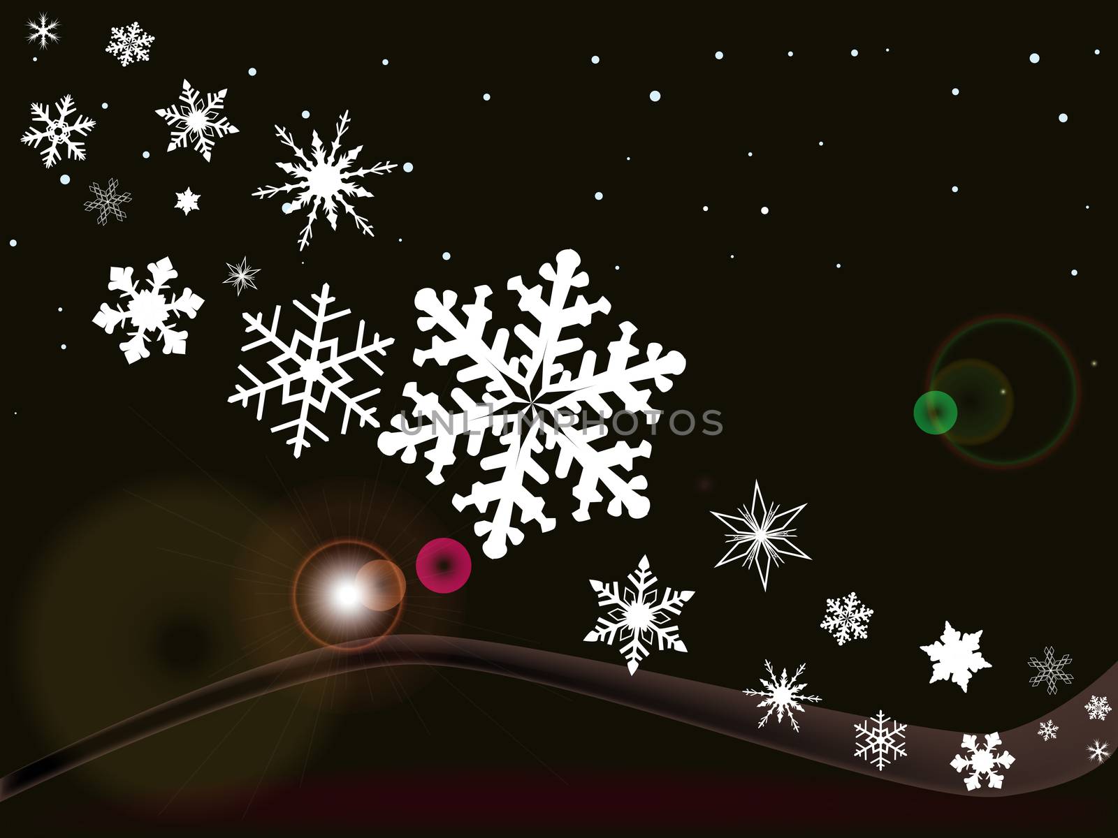 A Christmas Winter background with snowflakes and falling snow