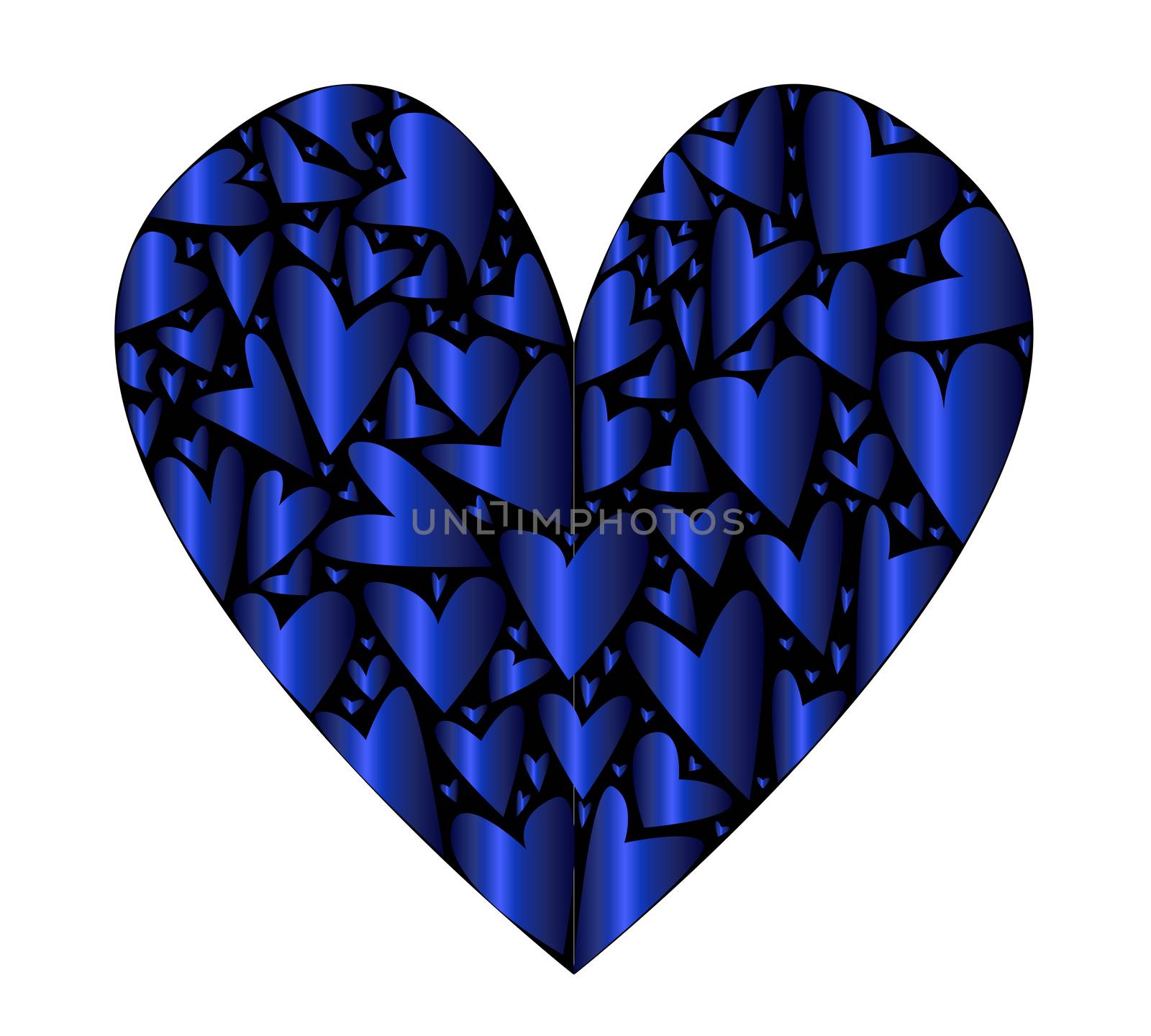 A large heart made up of several smaller hearts against a white background.