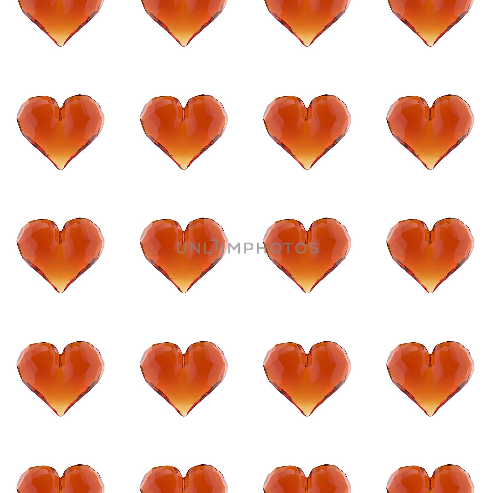 3d illustration gem heart seamless pattern. Valentine's day background.