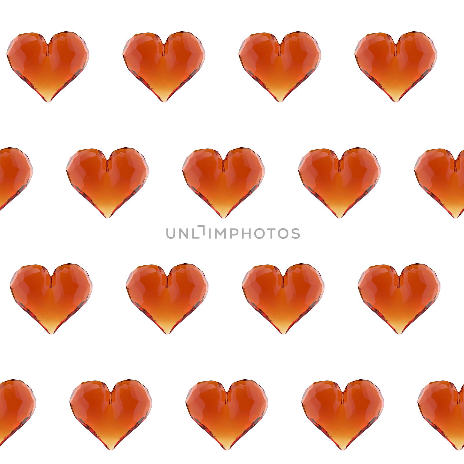 3d illustration gem heart seamless pattern. Valentine's day background.