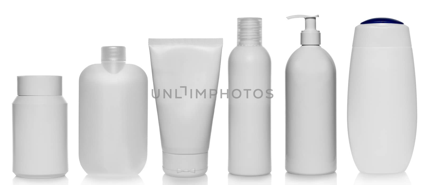 a tubes of cosmetics isolated on white background