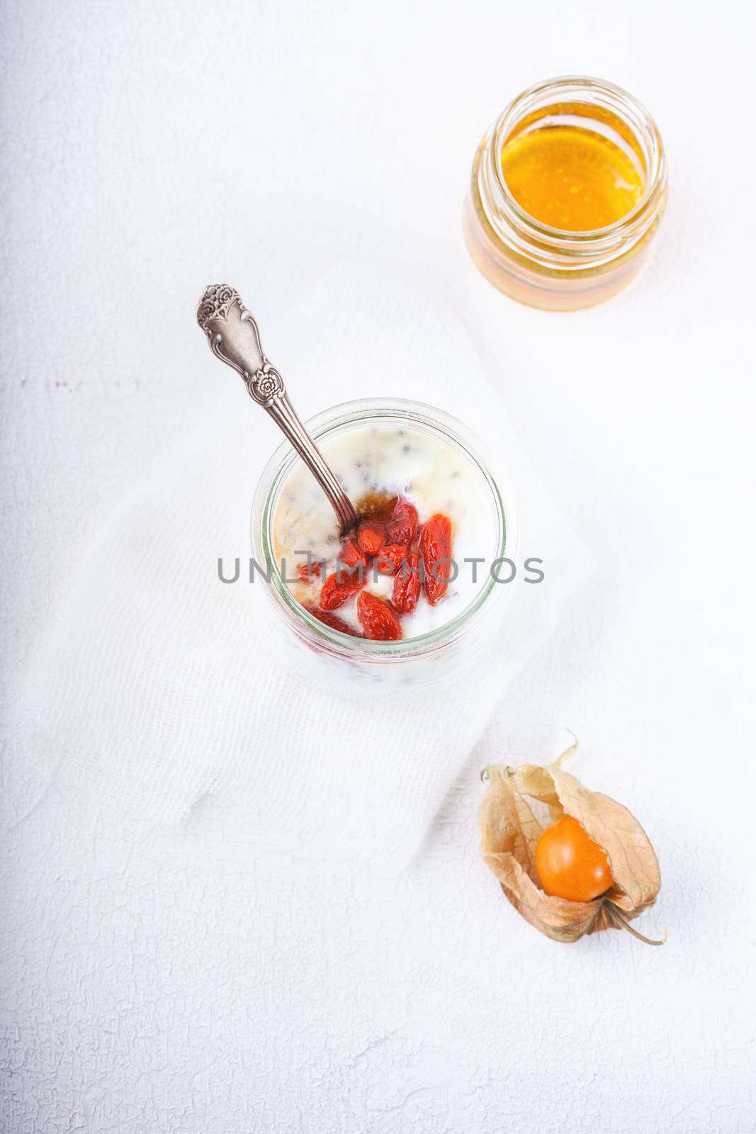 Yoghurt with goji berries, chia seeds and honey by supercat67
