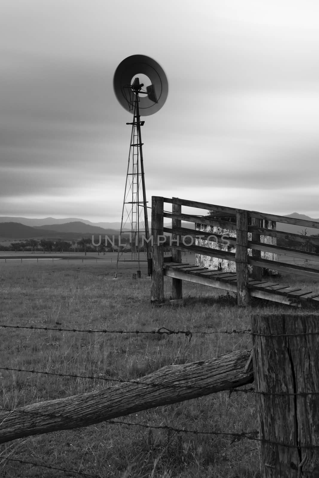 Windmill in the countryside. Black and White. by artistrobd