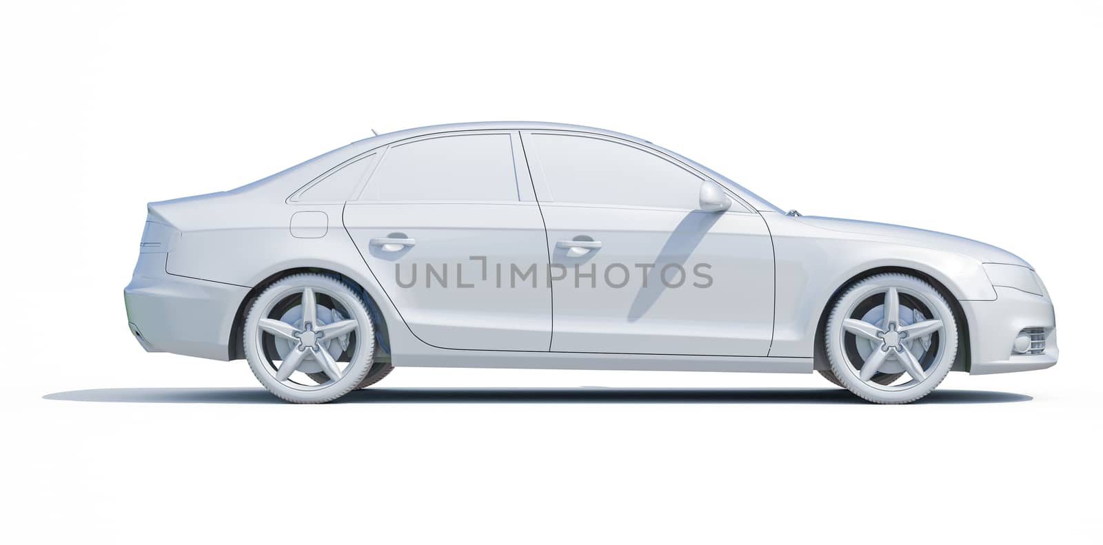3d render: Car White Blank Template, 3d White Car Icon with Shadow, Business Sedan Car on White Background, Car Isolated, Automobile Isolated, Automobile Service Sign, Auto Body, Automobile Industry