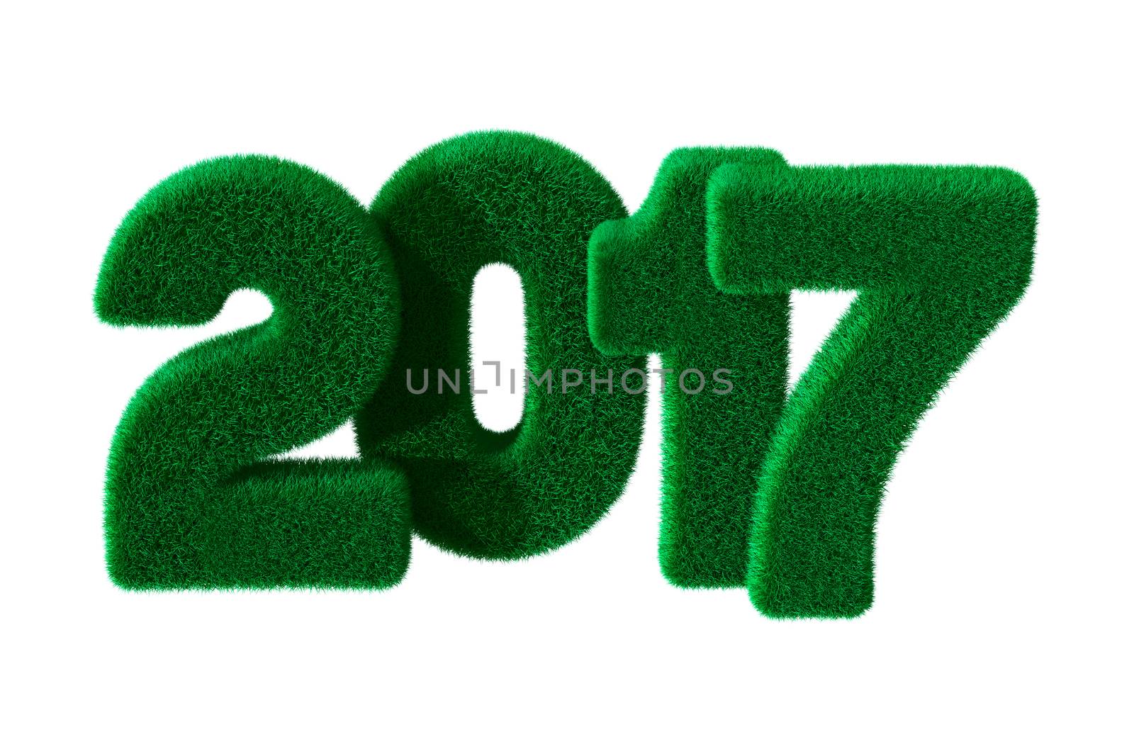 2017 year from grass. Isolated 3D image by ISerg