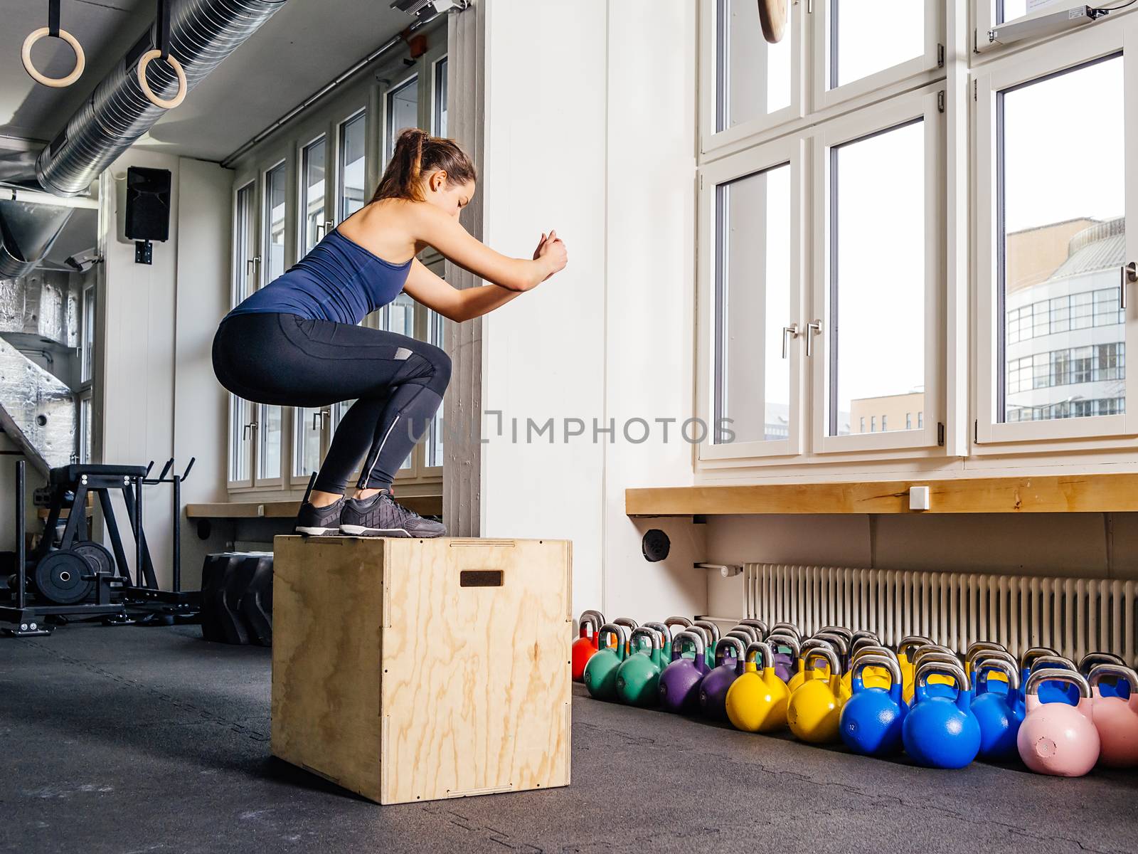 Box jump at the gym by sumners