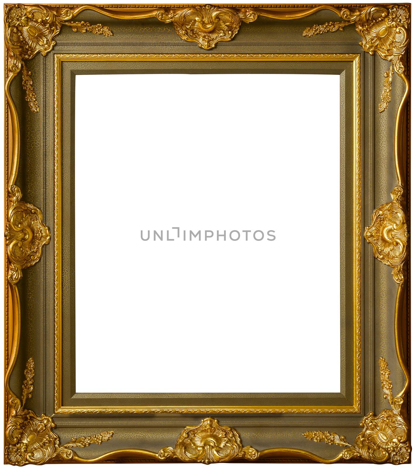 gold picture frame with clipping path