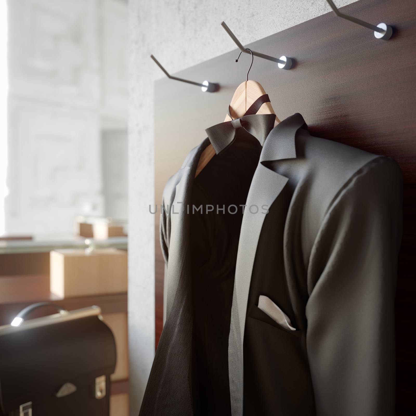 business jacket on textured wall concept photo background by denisgo