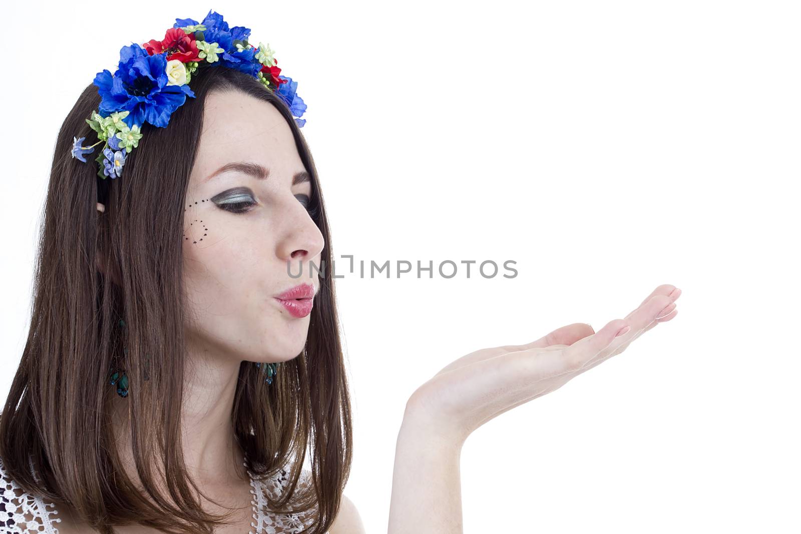 Young beautiful woman with flower wreath on head by VIPDesignUSA