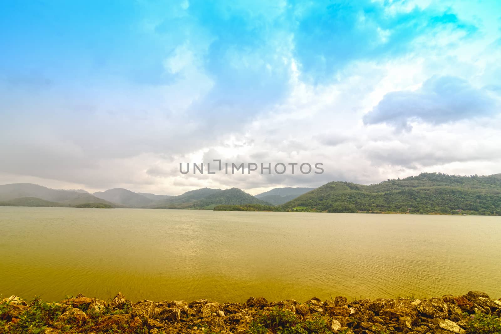 Mountain with lake  or background of nature.