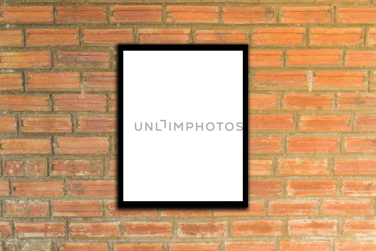 Mock up poster frame and brick wall hipster or vintage. by engphoto