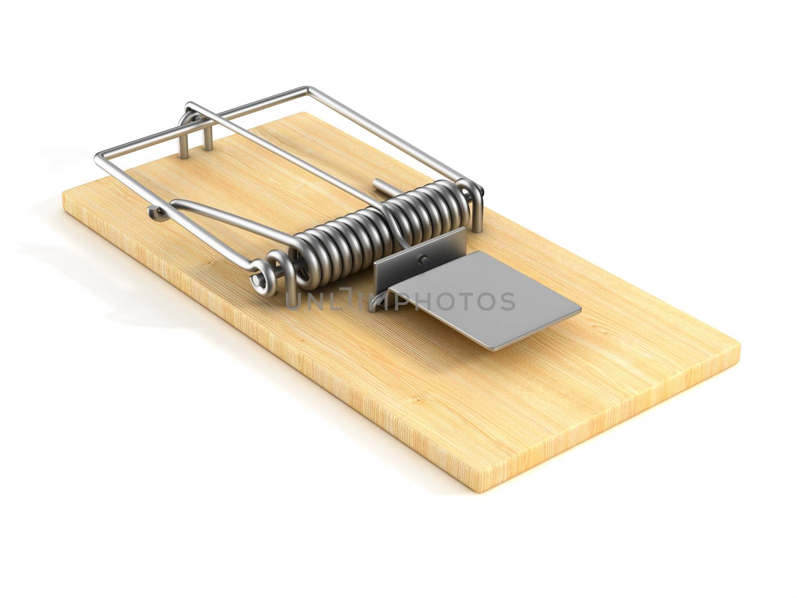 mousetrap on white background. Isolated 3D image by ISerg