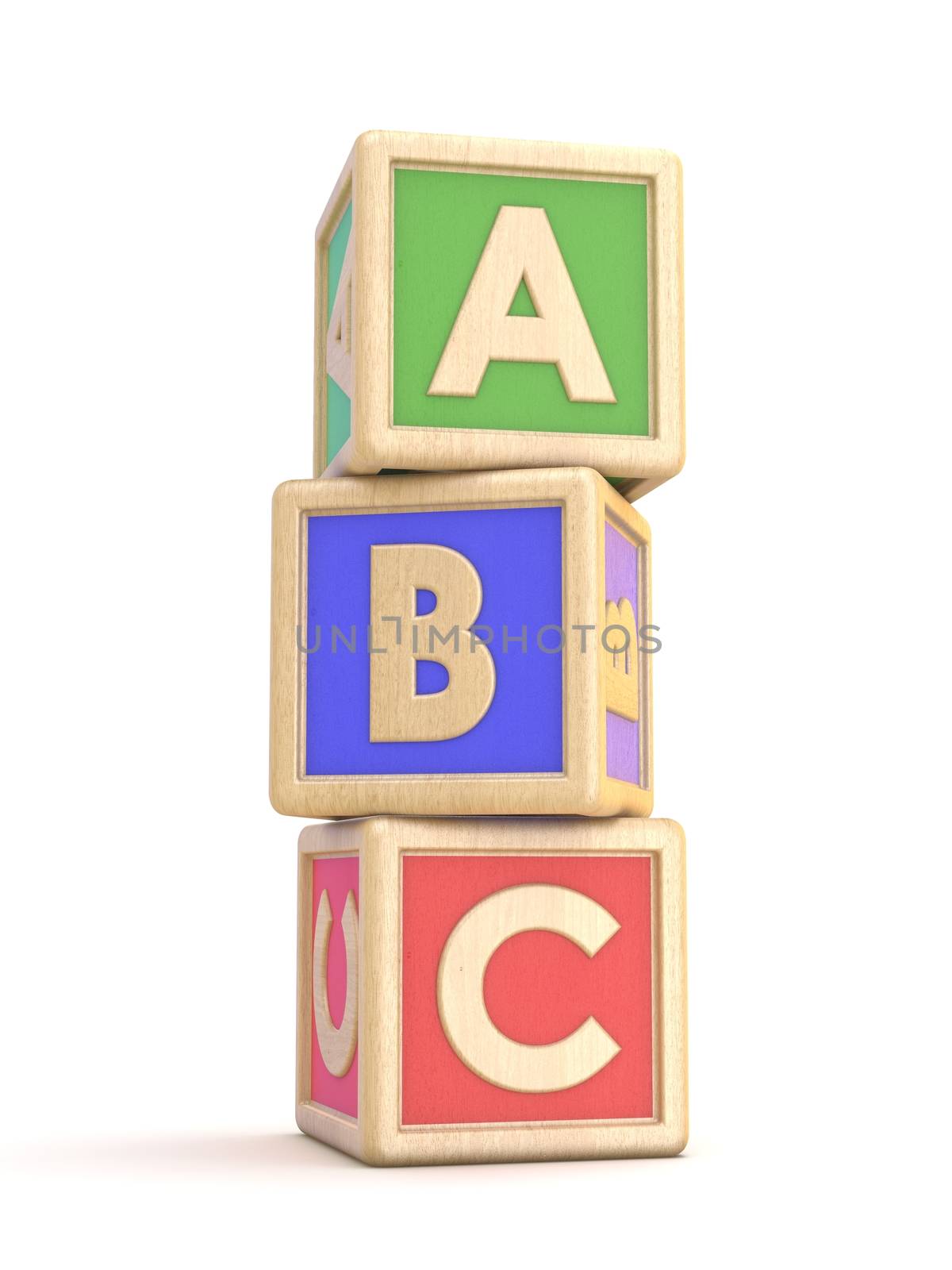 Letter blocks A, B and C vertical arranged. 3D by djmilic