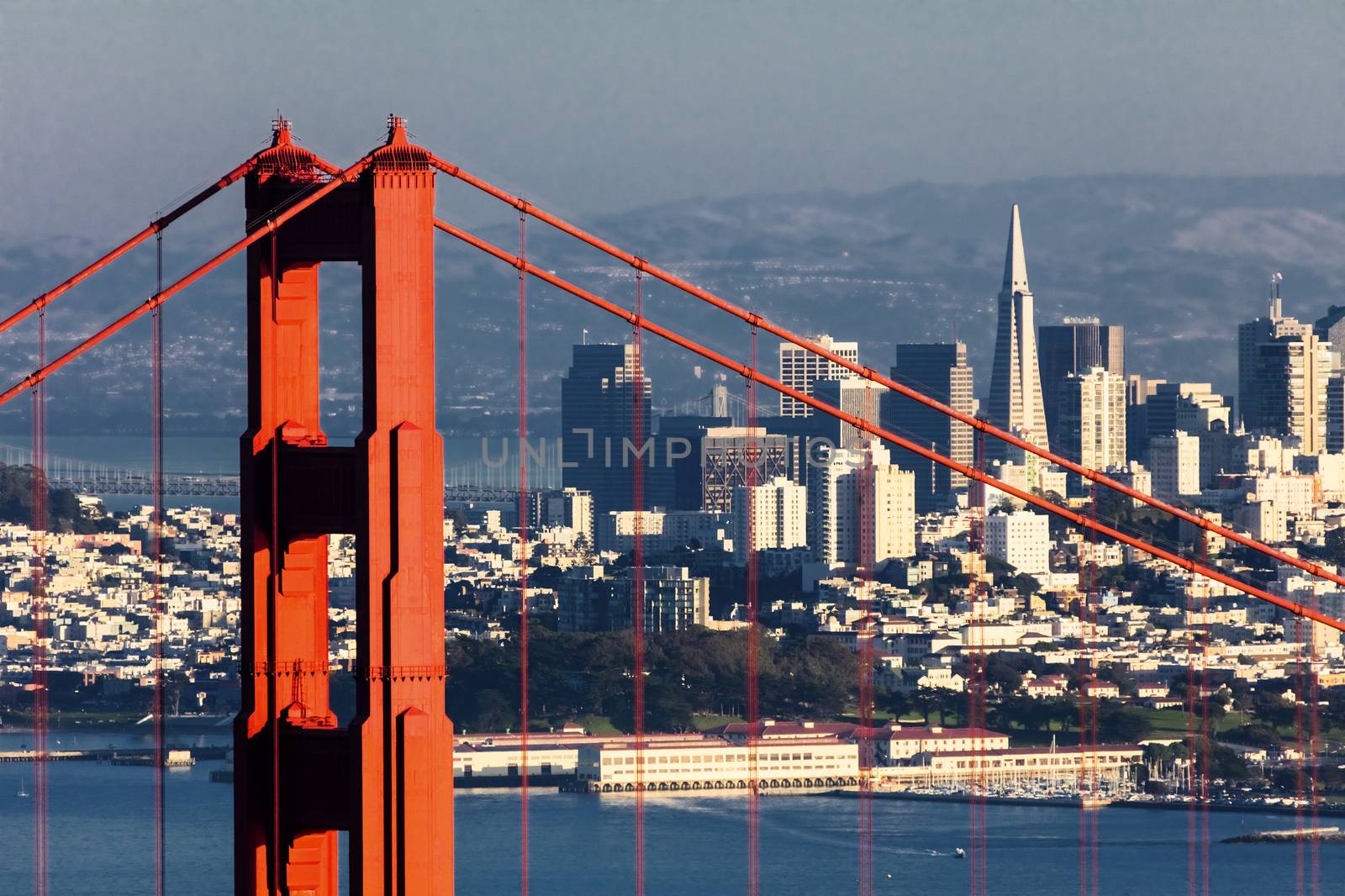 San Francisco from San Francisco Headlands and Golden Gate bridge