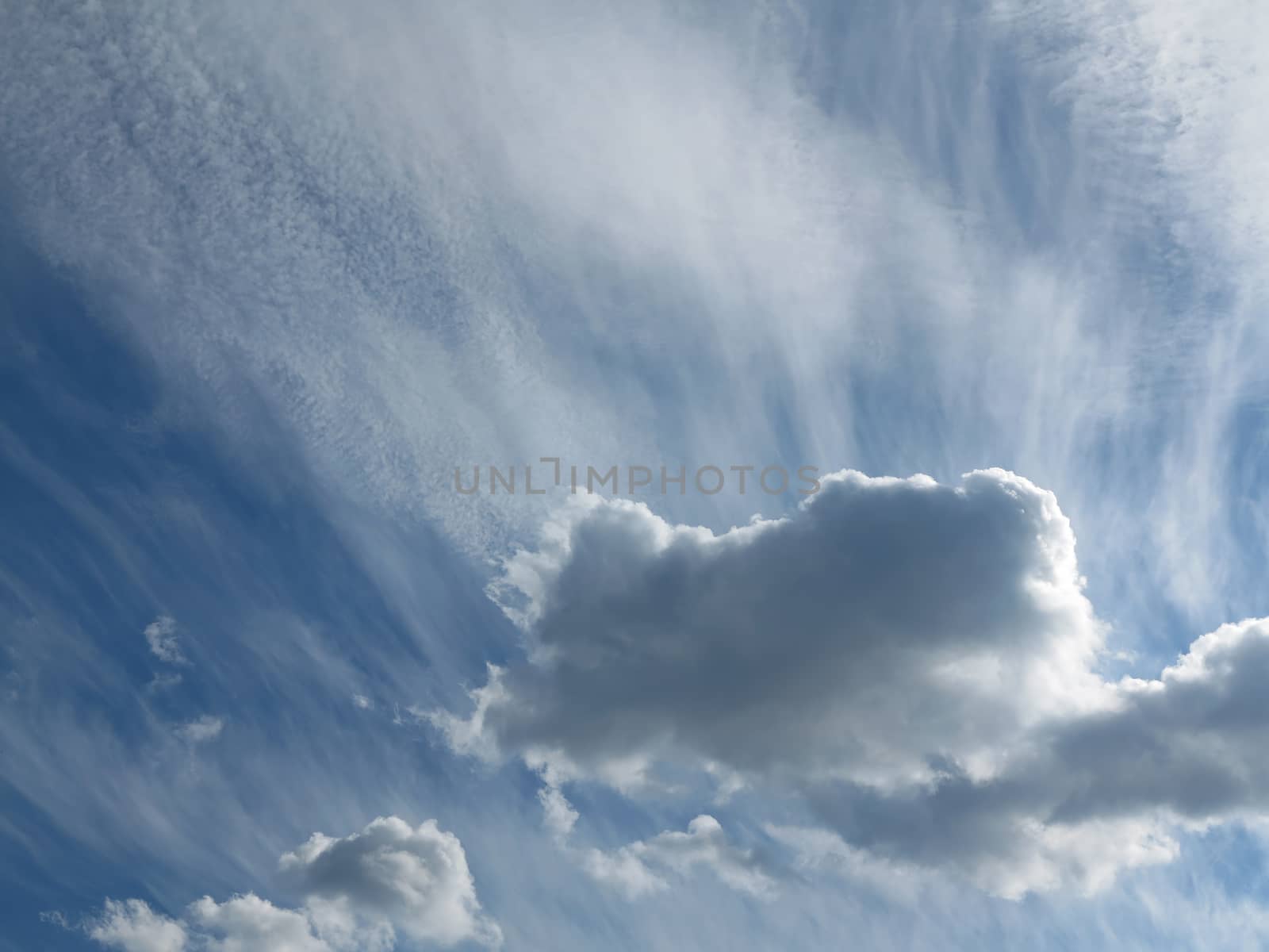 Image of the wind-blown clouds in the sky