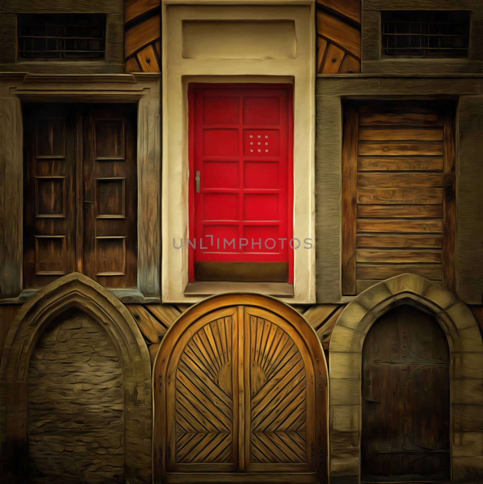 Abstract image of the old doors - digitally altered