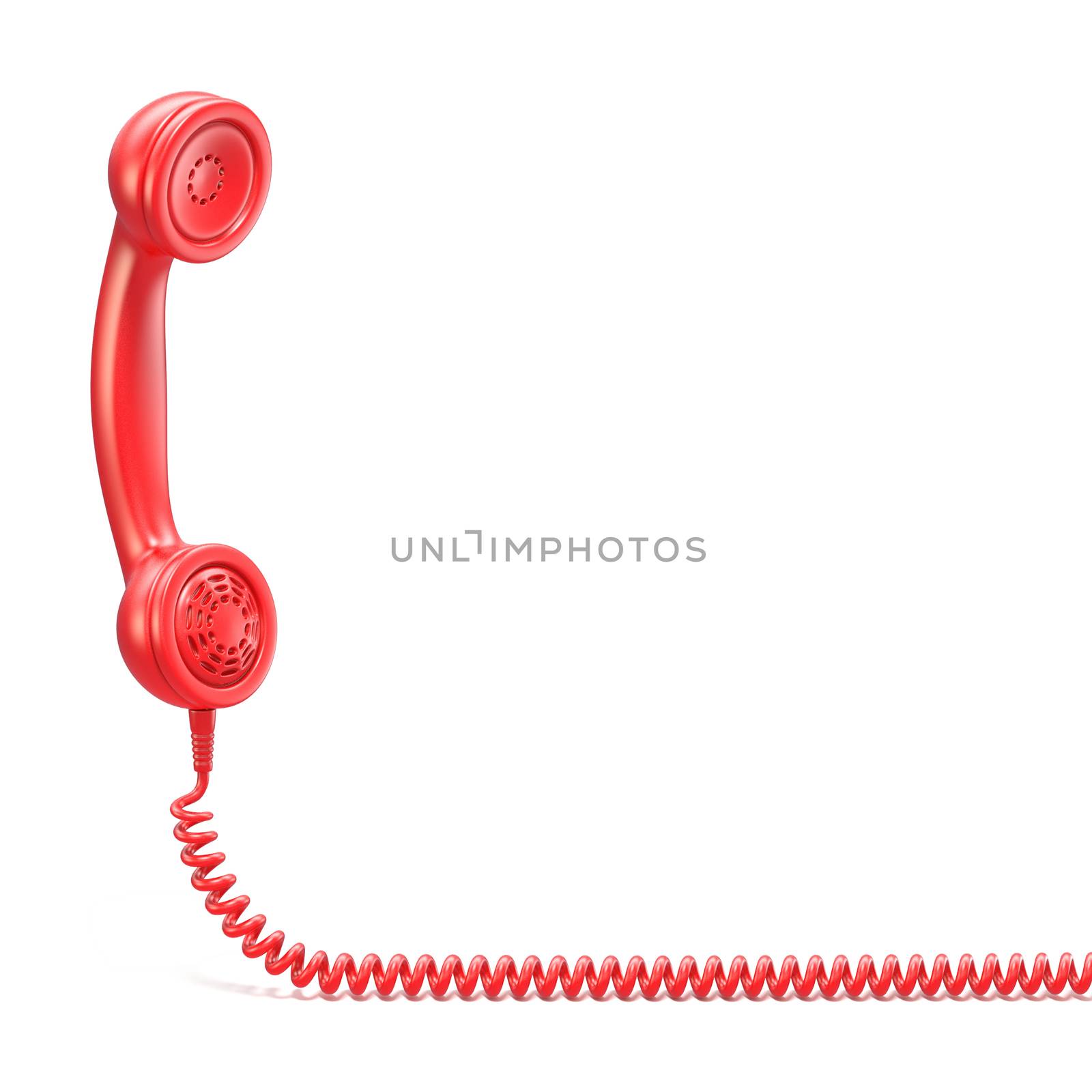 Red handset. 3D render illustration isolated on white background