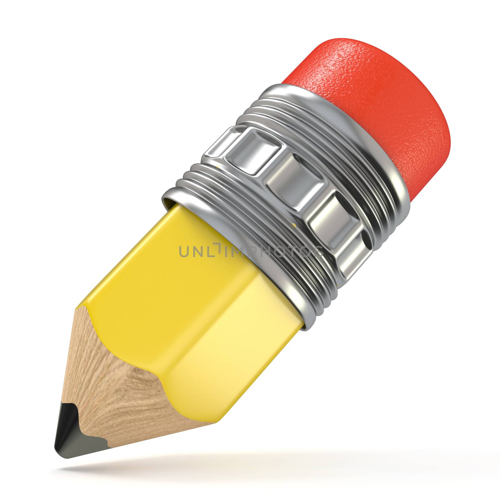 Yellow pencil. Cartoon style. 3D by djmilic