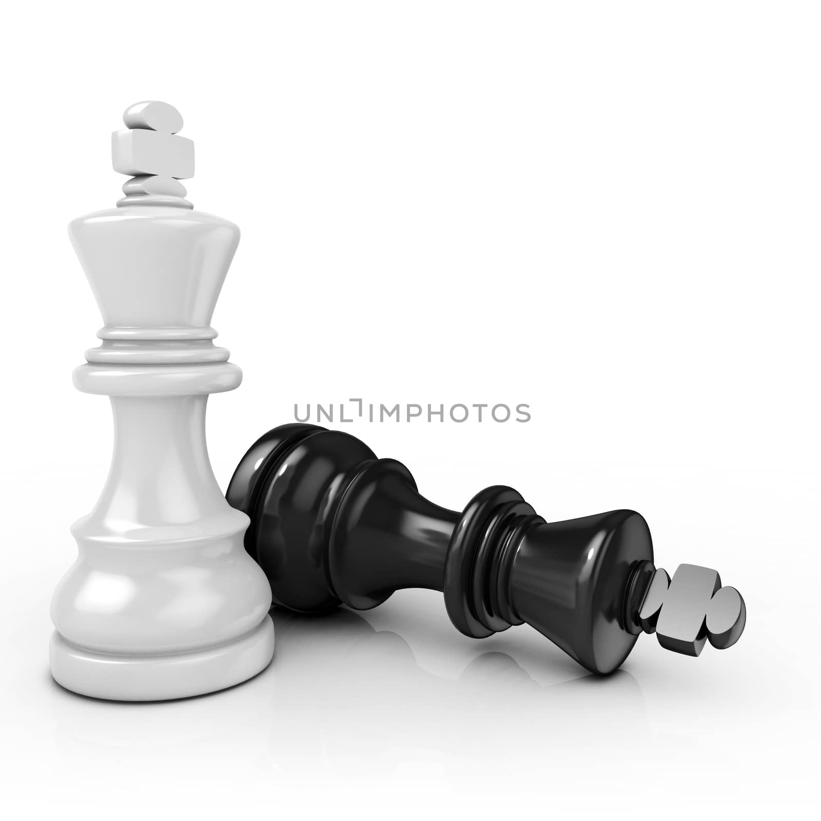 White king chess mate, on white background