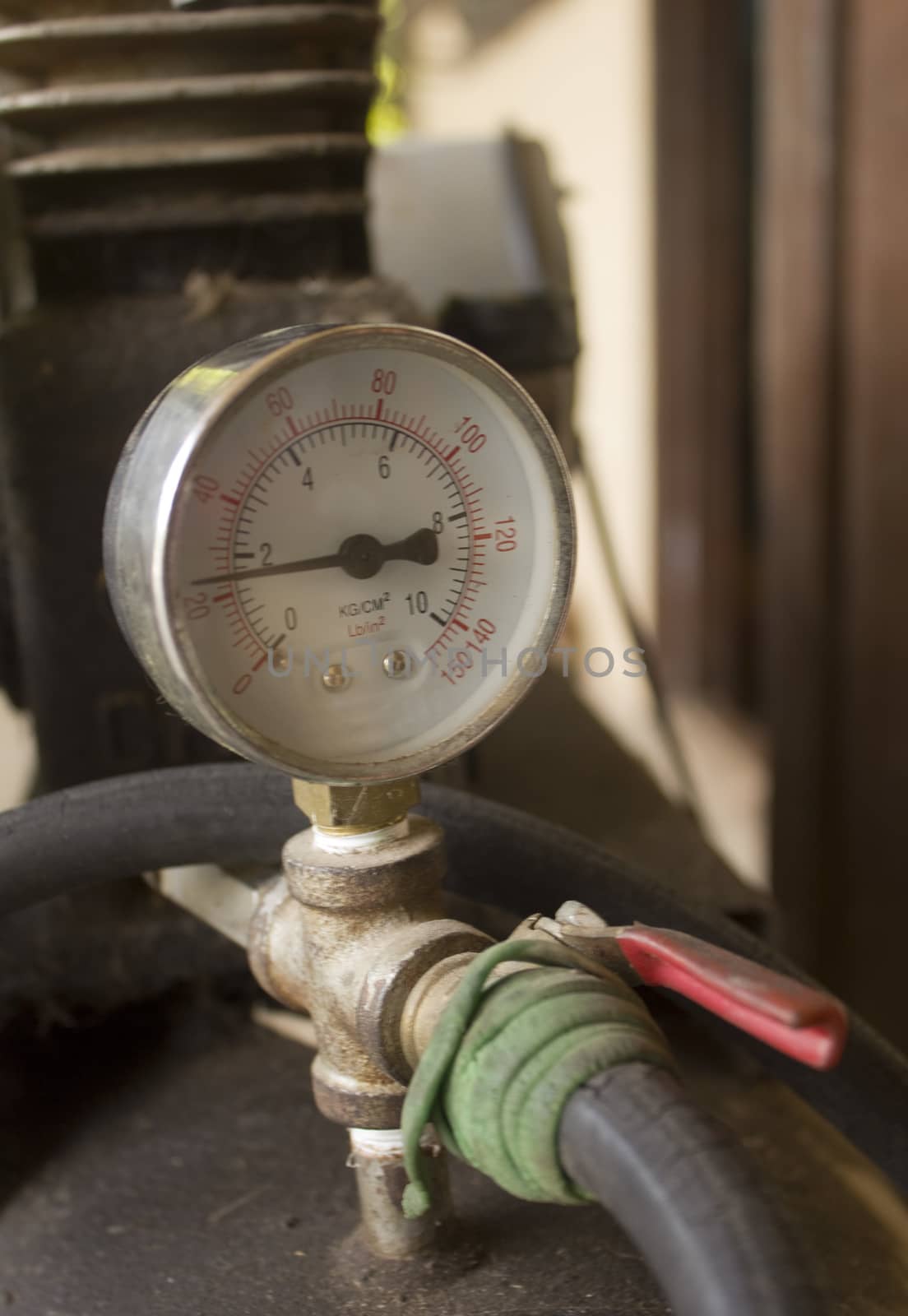 Air compressor meter with old valve