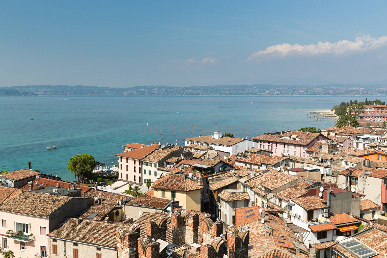 The view from Castello Scaligero in Sirmione on Lake Garda in Italy