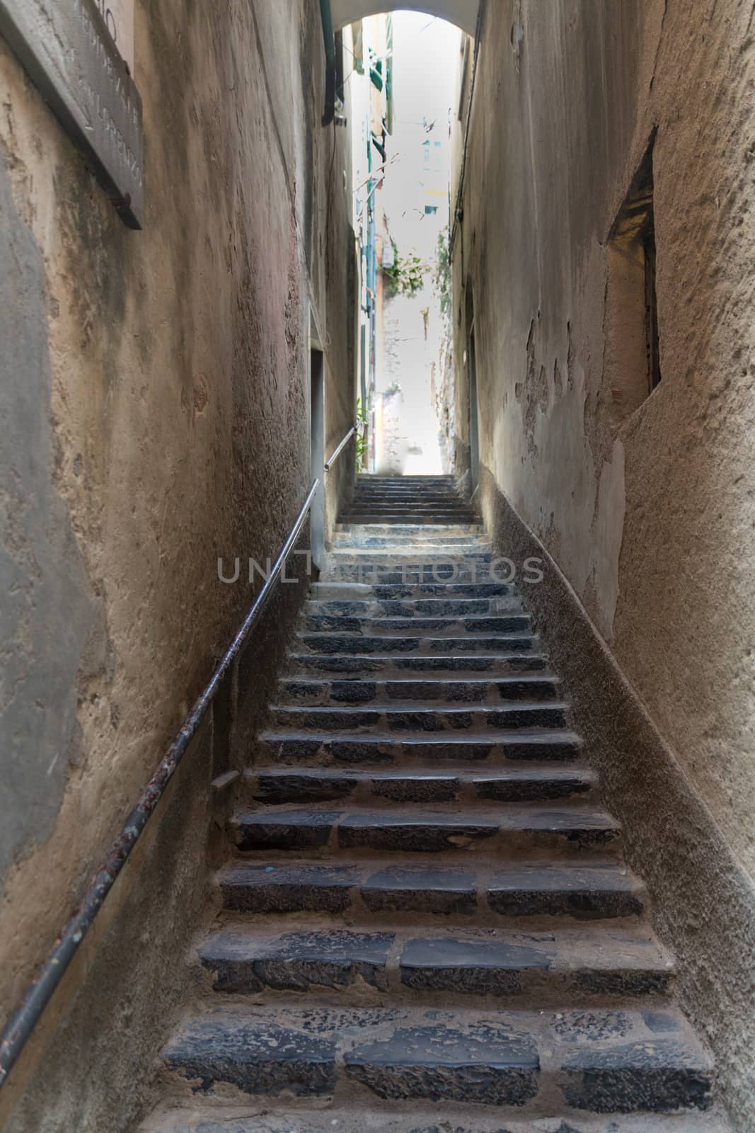 Alley and steps in Portovenere in the Ligurian region of Italy near the Cinque Terre