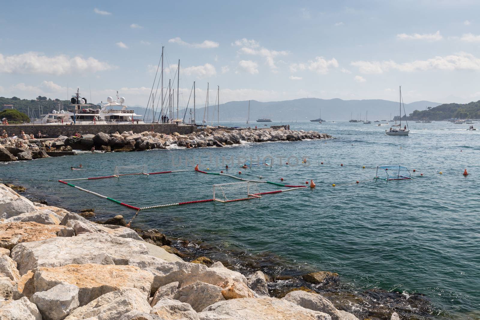 Water Polo in Portovenere in the Ligurian region of Italy near the Cinque Terre