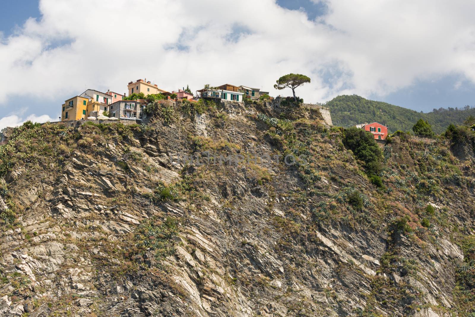 The village of Corniglia of the Cinque Terre, on the Italian Riviera in the Liguria region of Italy