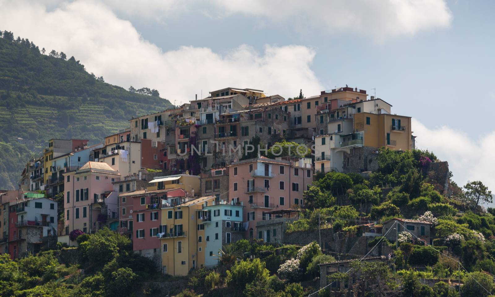 The village of Corniglia of the Cinque Terre, on the Italian Riviera in the Liguria region of Italy