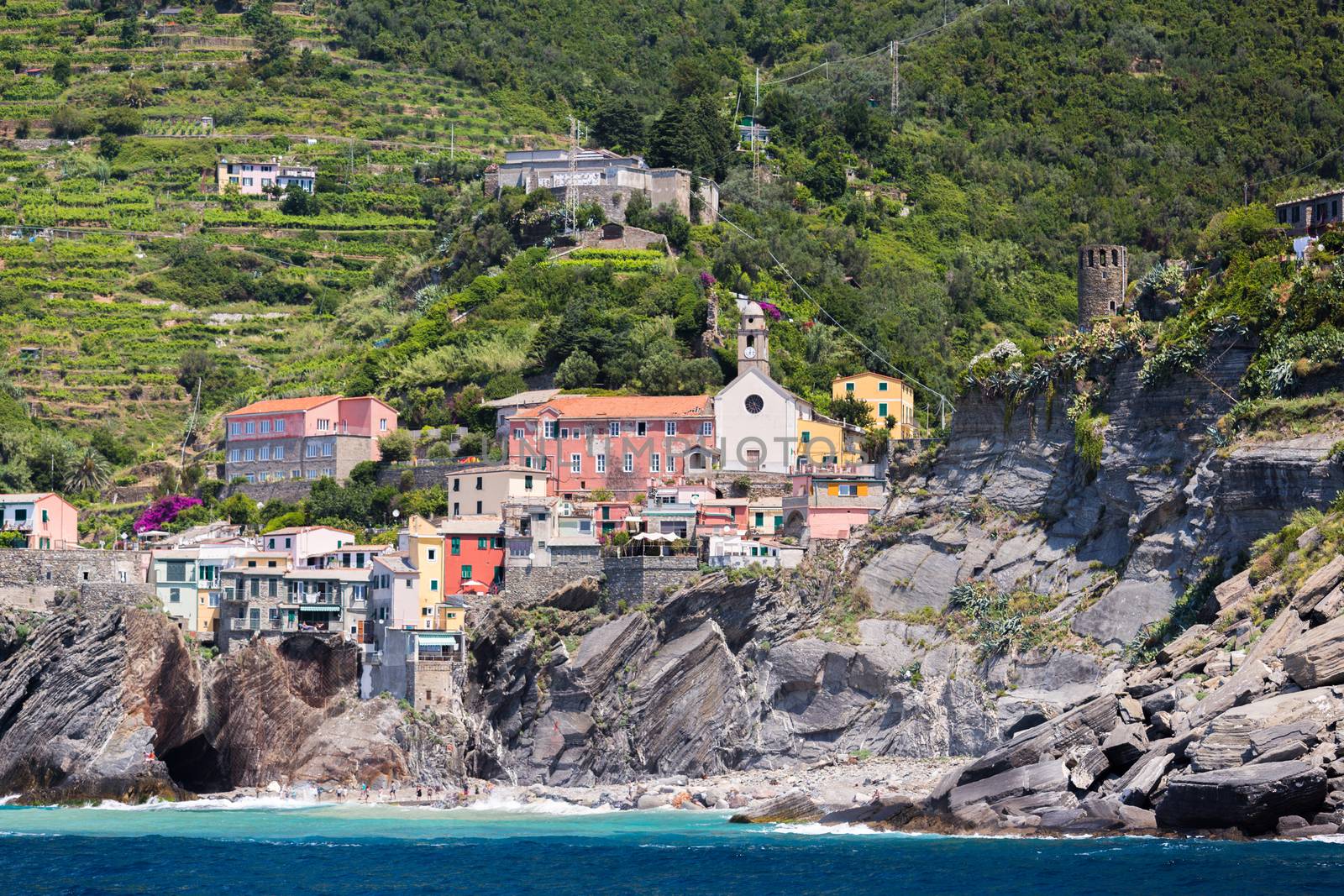 The village of Vernazza of the Cinque Terre, on the Italian Riviera in the Liguria region of Italy