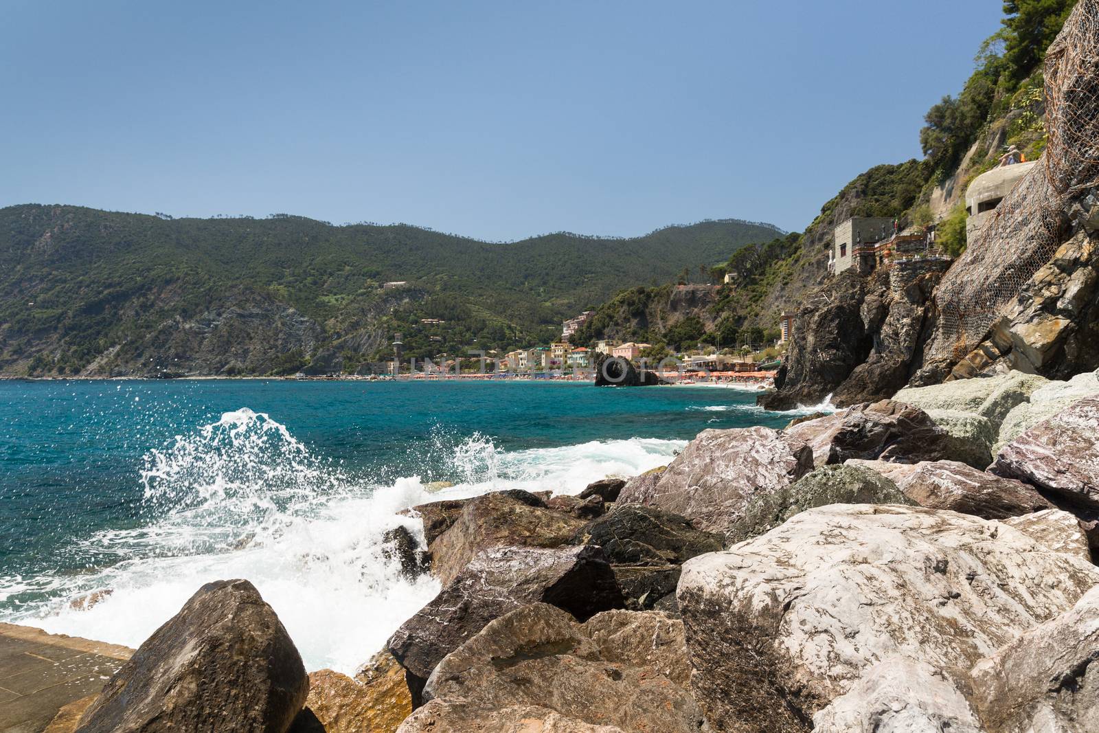 The town of Monterosso of the Cinque Terre, on the Italian Riviera in the Liguria region of Italy