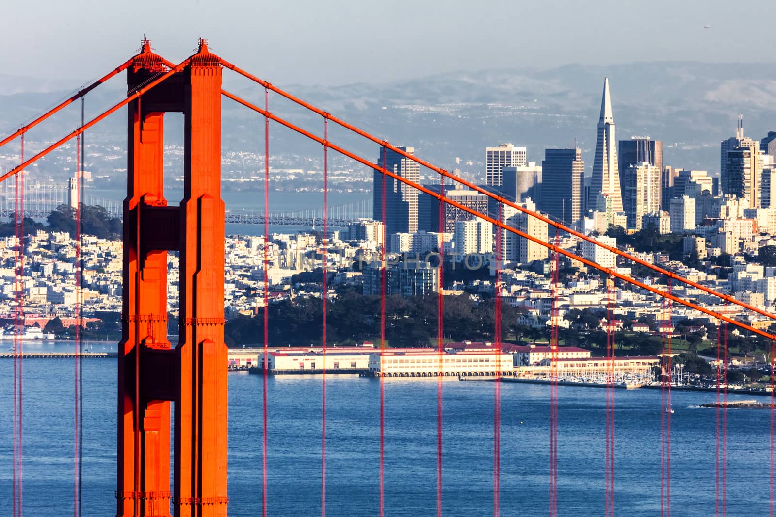 San Francisco from San Francisco Headlands and Golden Gate bridge