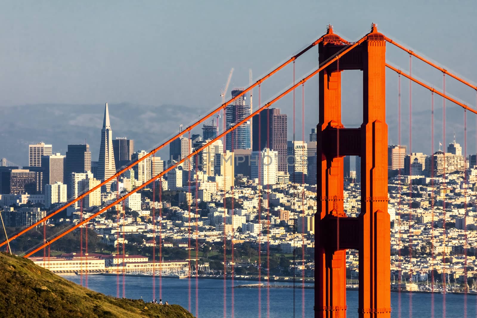 San Francisco from San Francisco Headlands and Golden Gate bridge