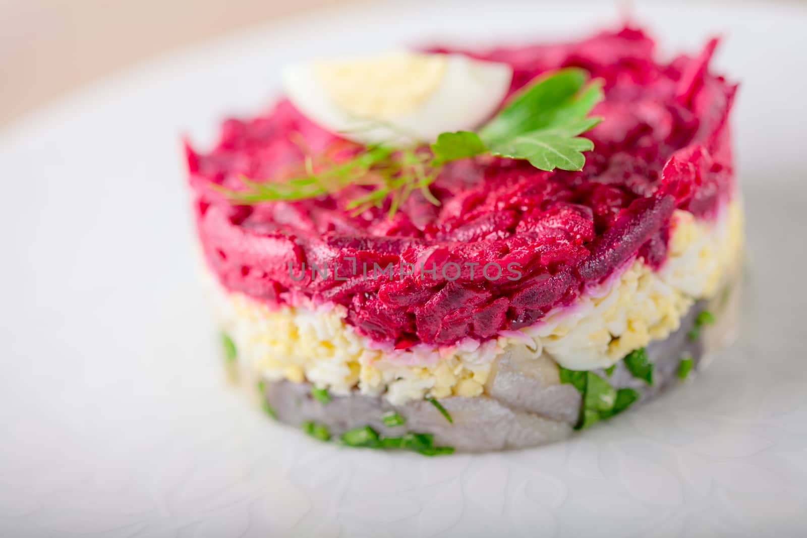 Matjes herring tartare served on a table