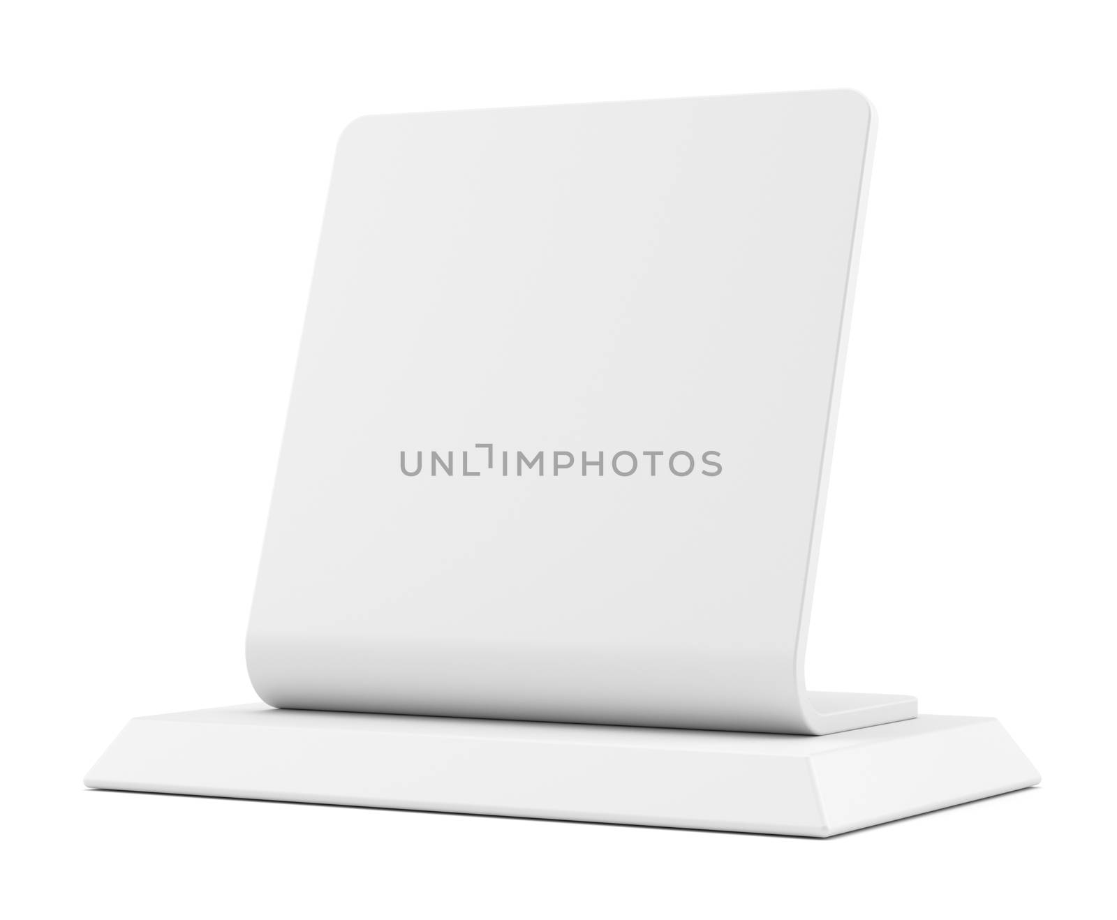 Blank table tent sign, isolated on white. 3D illustration