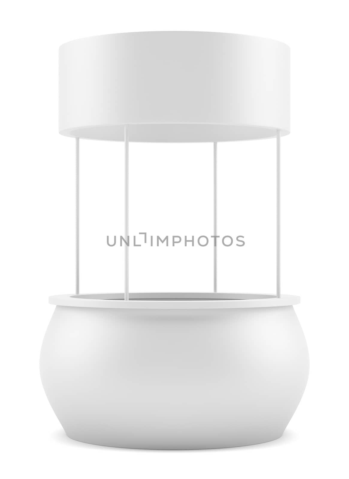 White round POS POI advertising retail stand. Isolated on white. 3D illustration. Template