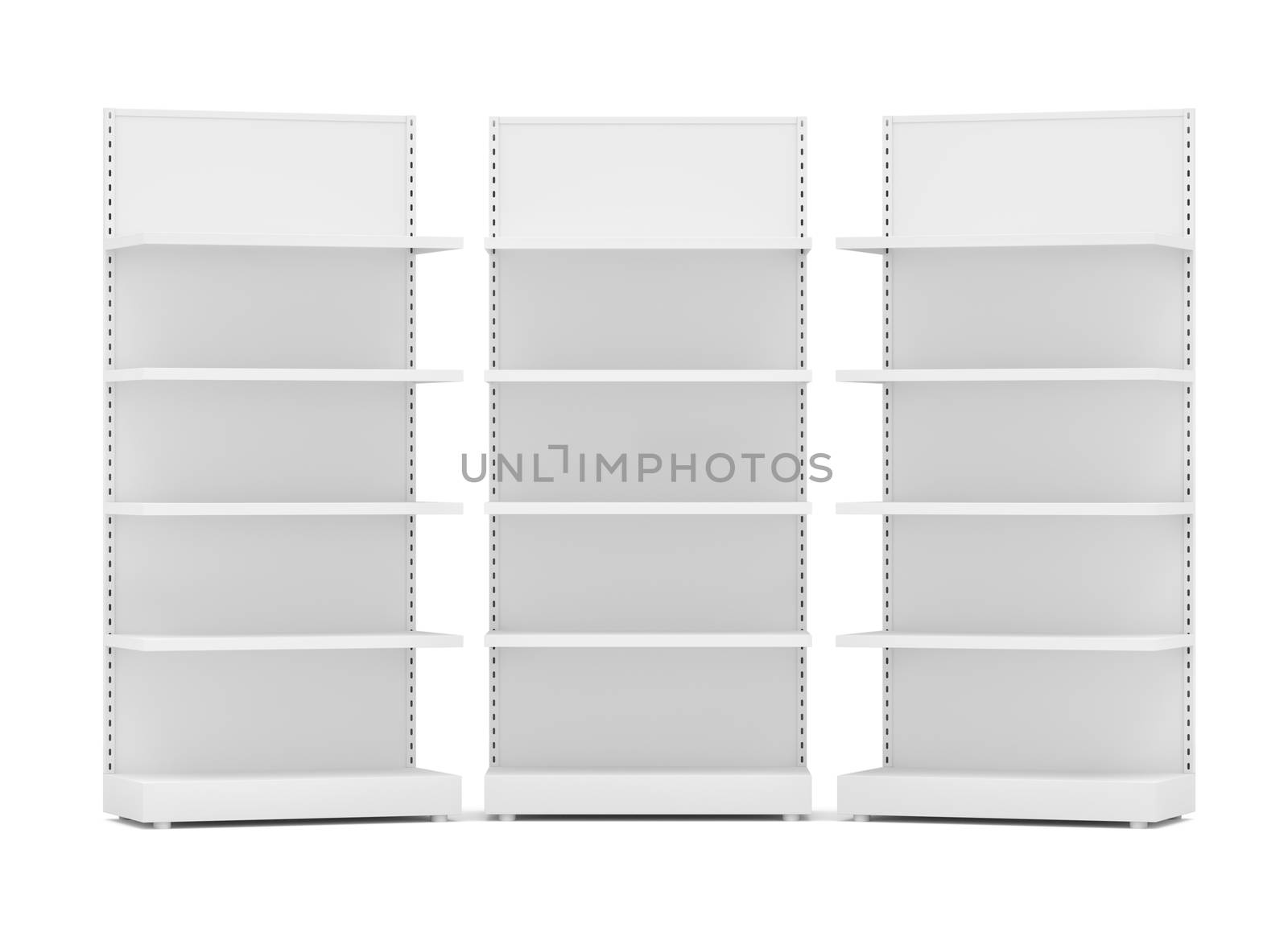 Three White Empty Retail Shelves by cherezoff