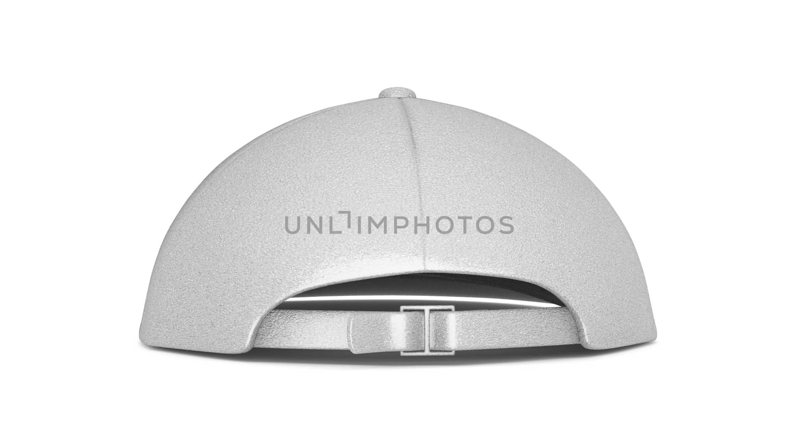Rear view of white baseball hat. Isolated on White Background. 3D illustration