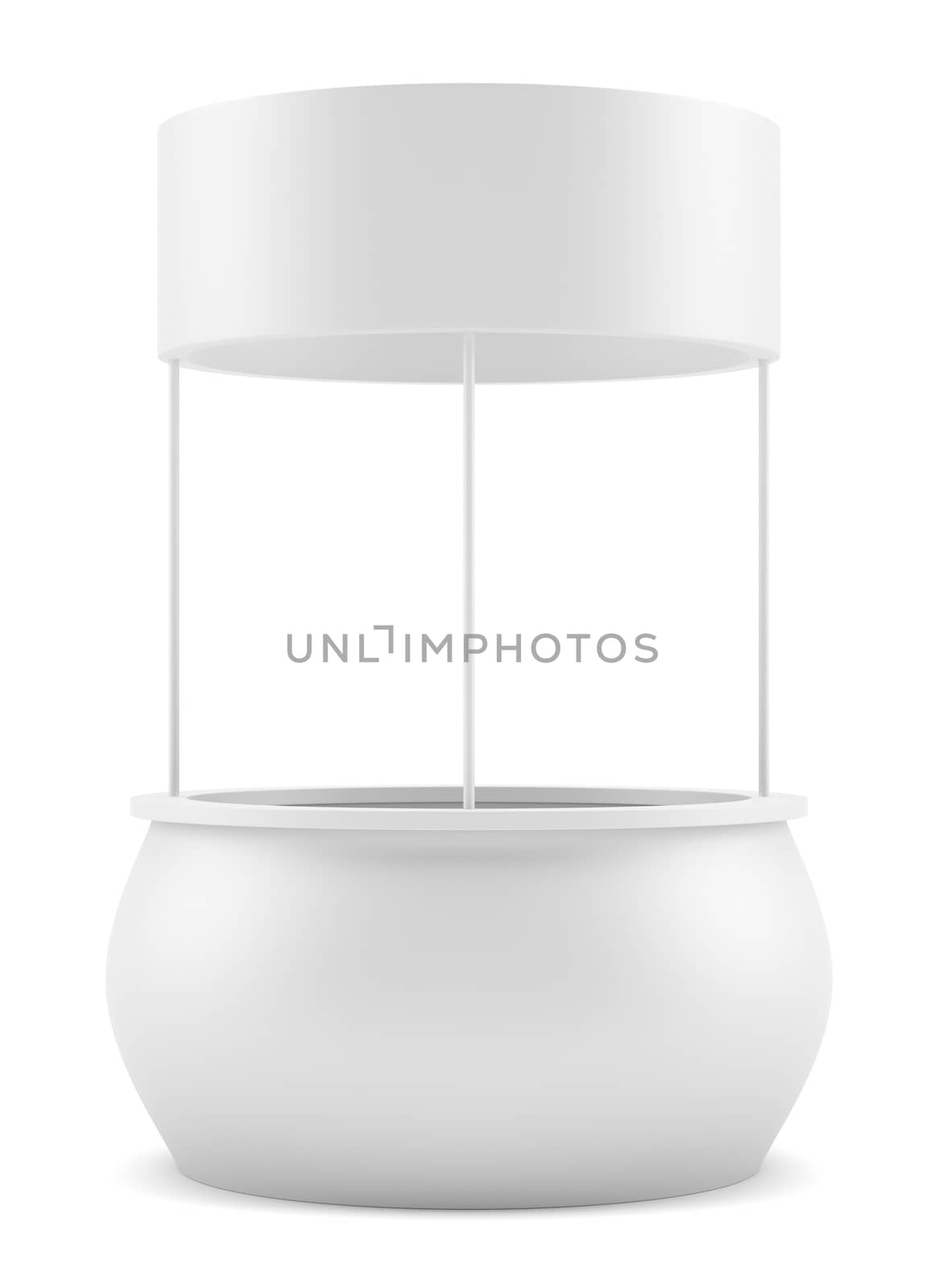 White round POS POI advertising retail stand. Isolated on white. 3D illustration. Template
