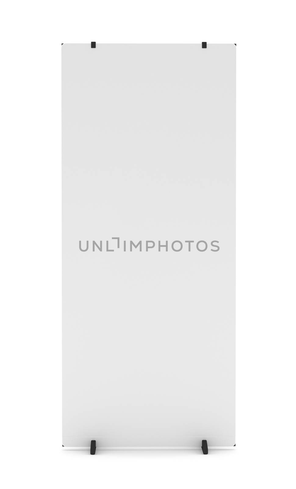 Trade show booth white and blank. Isolated on white background. Template mockup for your design. 3D illustration