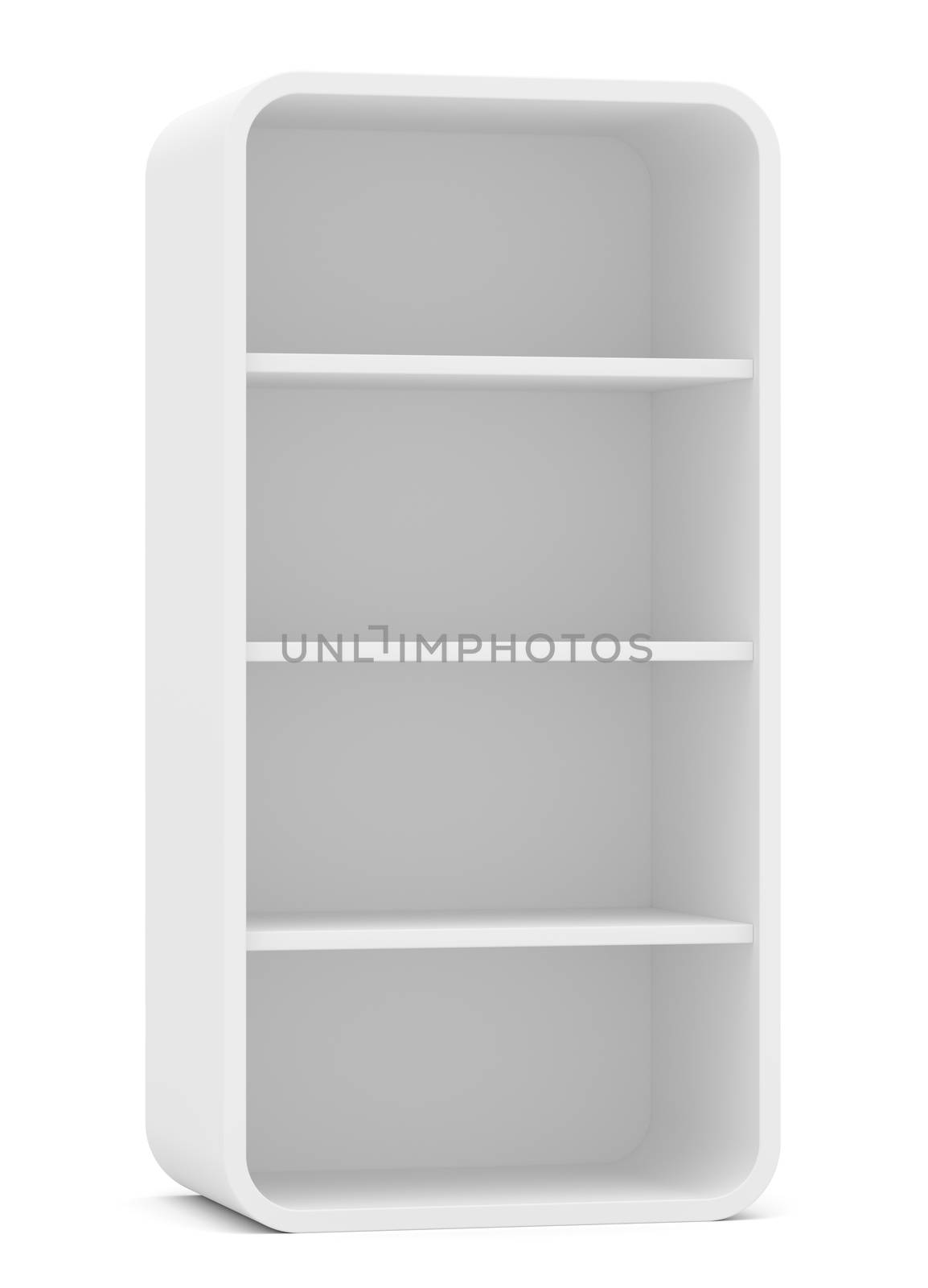 Empty rounded retail shelves. Front view by cherezoff